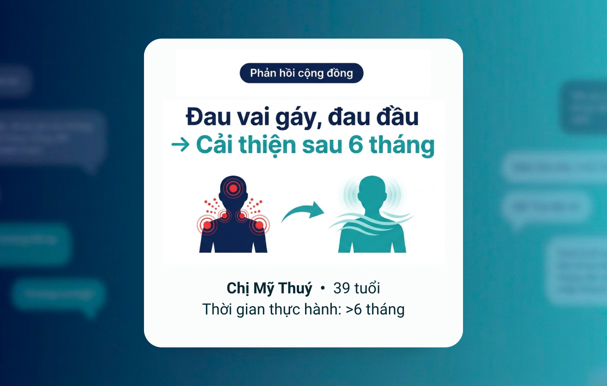 Đau vai gáy và đau đầu mãn tính cải thiện sau 6 tháng tập Haama Breath cùng cộng đồng